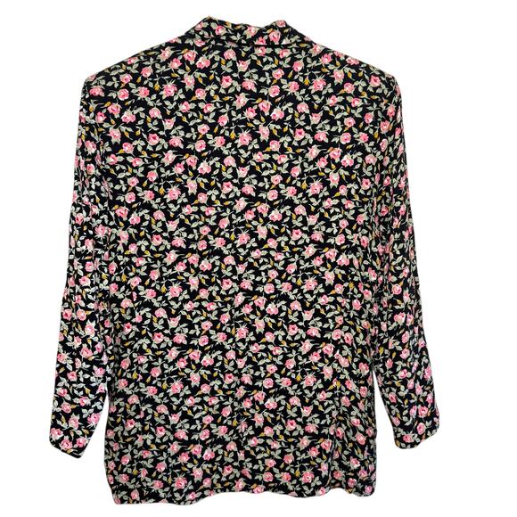 1990's Rampage Floral 2 Button Blazer Jacket Gingham Lining Pockets - Picture 4 of 7